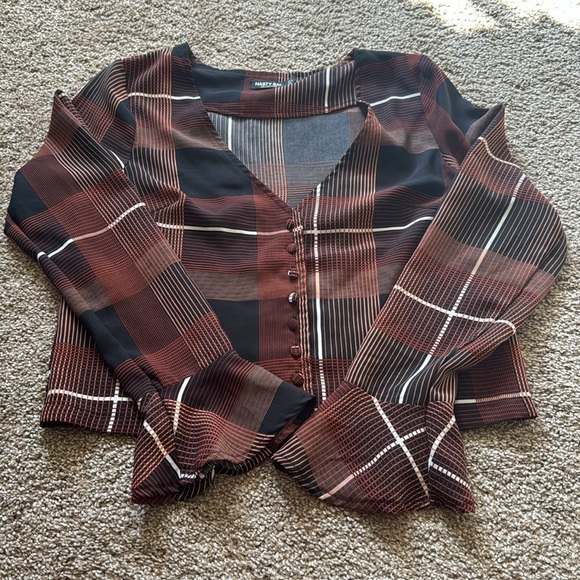 NASTY GAL Check Blouse - Picture 3 of 3